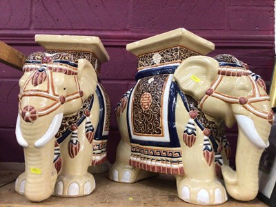 Lot 890 - Pair of ceramic conservatory elephant stools