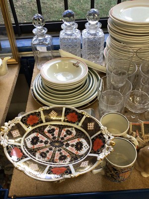 Lot 66 - Group of china and glass, including a Royal Crown Derby Imari pedestal dish, Doulton, Goebel, Royal Copenhagen, etc