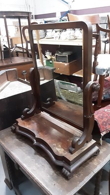 Lot 1274 - Victorian mahogany framed toilet mirror on shaped plateau base with scroll feet