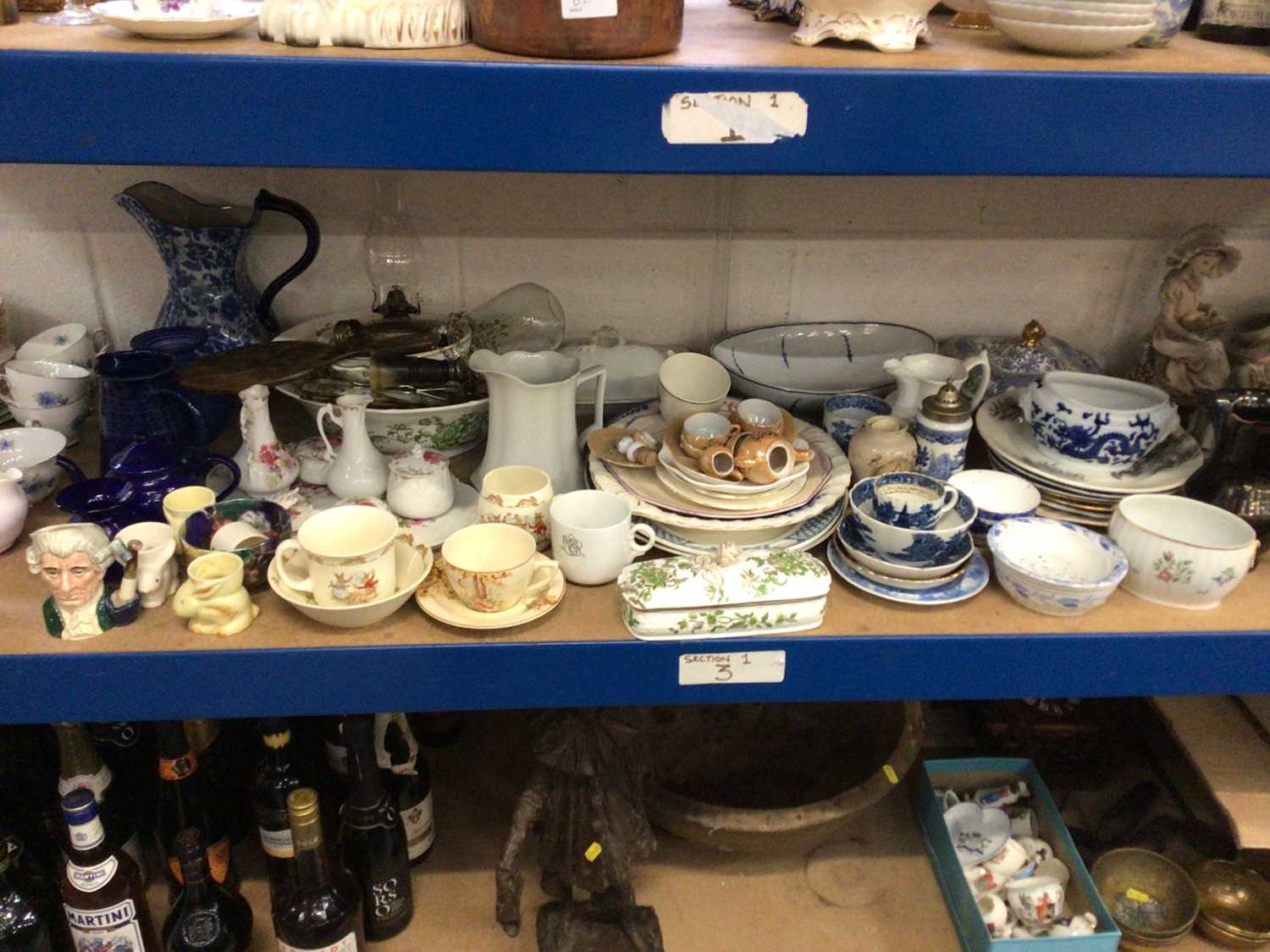 Lot 71 - Large group of 18th century and later china, including Coalport, Caughley, Jackfield jug, etc