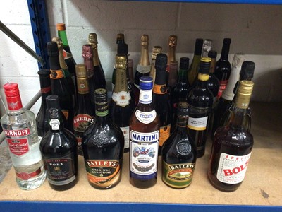Lot 76 - Quantity of wines and spirits, including Baileys, Smirnoff, Martini, Prosecco etc