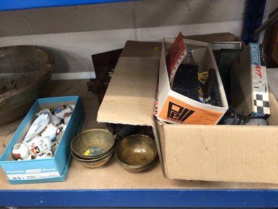 Lot 81 - Group of crested china, together with a cuckoo clock, a box of Meccano and eight Eastern brass bowls