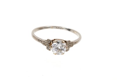 Lot 671 - Art Deco diamond single stone ring with an old cut diamond