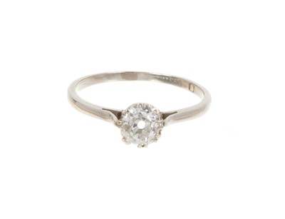 Lot 672 - Platinum and diamond single stone ring with an old cut diamond