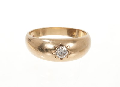 Lot 677 - 9ct yellow gold diamond single stone ring in gypsy setting