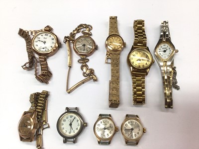 Lot 1069 - Two vintage 9ct gold cased wristwatches and other watches