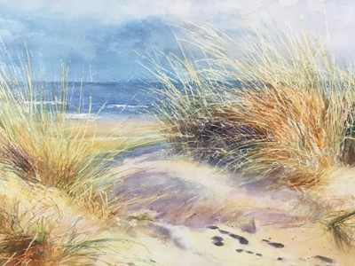 Lot 150 - Graham Painter (1947-2007), watercolour - Walberswick Dunes, signed, 55cm x 72cm, in glazed frame