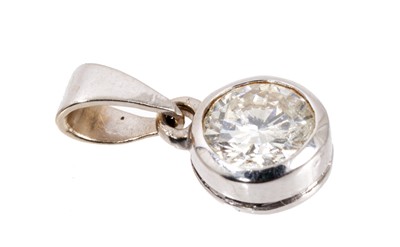 Lot 681 - Diamond single stone pendant with a round brilliant cut diamond in 18ct white gold rub over setting