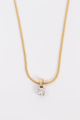 Lot 682 - Diamond single stone pendant with a brilliant cut diamond in 18ct gold claw setting