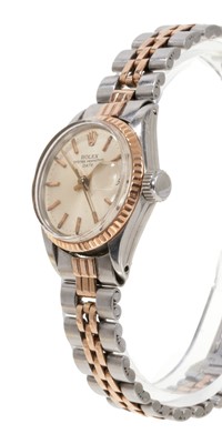 Lot 583 - Lady's Rolex Oyster Perpetual Date gold and stainless steel wristwatch