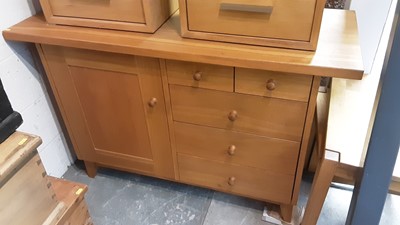 Lot 1306 - Contemporary light oak sideboard with three drawers and one cupboard, 119cm wide, 45.5cm deep, 78cm high