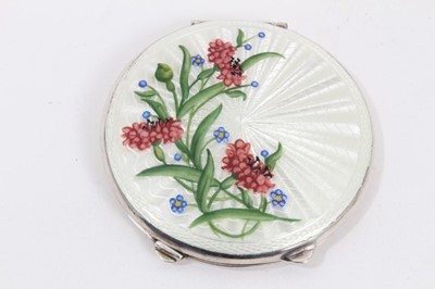 Lot 996 - Vintage guilloché enamel and silver compact