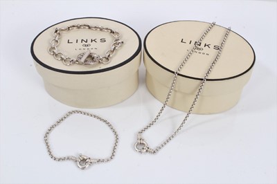 Lot 696 - Links of London silver chain and matching bracelet and one other silver T bar bracelet