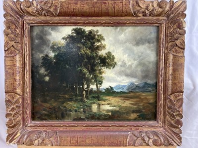 Lot 183 - Continental Post Impressionist School, oil on panel, landscape, indistinctly initialled, 30cm x 39cm, in gilt frame