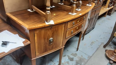 Lot 1314 - Georgian style Redman & Hales mahogany twin pedestal dining table with extra leaf,  together with a Redman & Hales bowfront sideboard and a set of six Victorian mahogany dining chairs