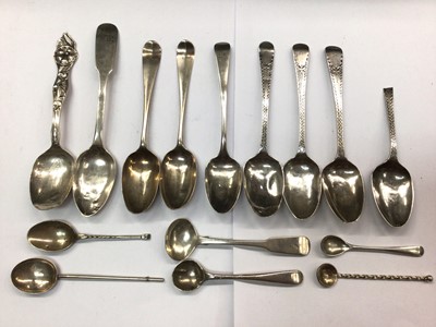 Lot 1078 - Group of fifteeen assorted Georgian and later silver spoons