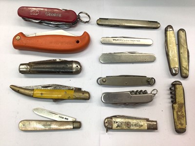 Lot 436 - Group of various knives to include a silver and mother of pearl fruit knife.