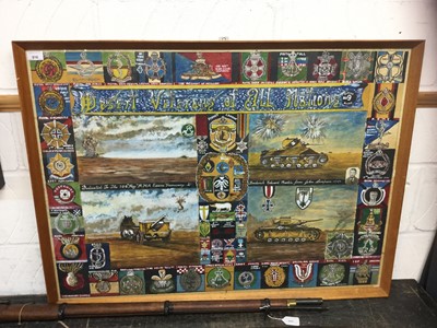 Lot 76 - Large Second World War memorial painting dedicated to the 104th Regt. R.H.A. Essex Yeomanry to Frederick Edward Barton from John Simpson 29/10/74