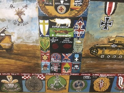 Lot 76 - Large Second World War memorial painting dedicated to the 104th Regt. R.H.A. Essex Yeomanry to Frederick Edward Barton from John Simpson 29/10/74