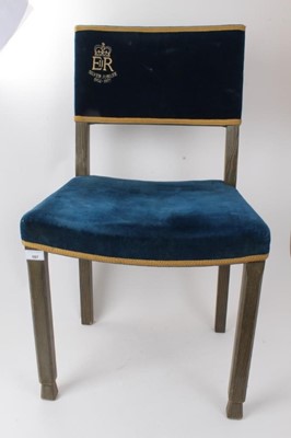 Lot 107 - Elizabeth II limed oak Silver Jubilee chair, with back and seat upholstered in velvet