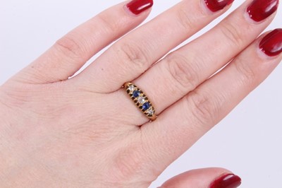 Lot 144 - Edwardian 18ct gold sapphire and diamond five stone ring
