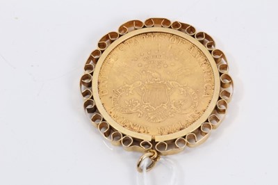 Lot 805 - Gold 20 dollar coin in pendant mount