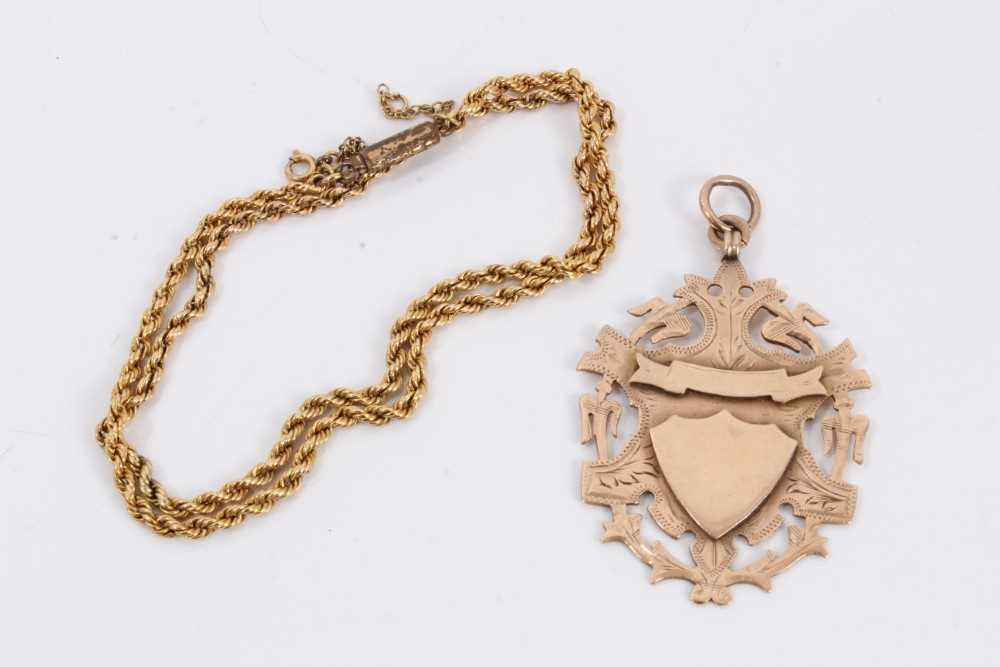 Lot 807 - Edwardian 9ct rose gold fob and a Victorian