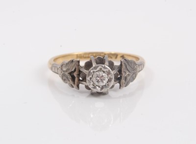 Lot 810 - Diamond single stone ring with a brilliant cut diamond in platinum setting on 18ct gold shank