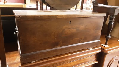 Lot 1348 - Victorian elm blanket box with brass side handles, 83.5cm wide, 41cm deep, 37cm high