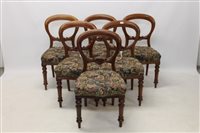 Lot 1144 - Set of six Victorian mahogany balloon back...