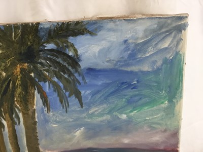 Lot 71 - *John Hanbury Pawle (1915-2010) oil on canvas - landscape with palm trees, 51cm x 41cm, signed, unframed