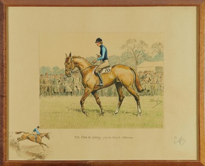 Lot 1128 - Snaffles signed print "The one to carry your half crown, with snaffle blindstamp, in glazed frame