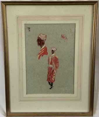 Lot 396 - *John Hanbury Pawle (1915-2010) two pastel drawings - 'Doorman at the Minza, Tangier', and 'Moroccan Women' both signed and dated '90 and titled verso, both 20.5cm x 30cm in glazed frames