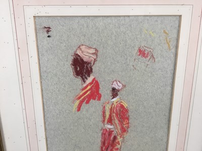 Lot 80 - *John Hanbury Pawle (1915-2010) two pastel drawings - 'Doorman at the Minza, Tangier', and 'Moroccan Women' both signed and dated '90 and titled verso, both 20.5cm x 30cm in glazed frames
