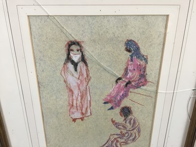 Lot 192 - *John Hanbury Pawle (1915-2010) two pastel drawings - 'Doorman at the Minza, Tangier', and 'Moroccan Women' both signed and dated '90 and titled verso, both 20.5cm x 30cm in glazed frames