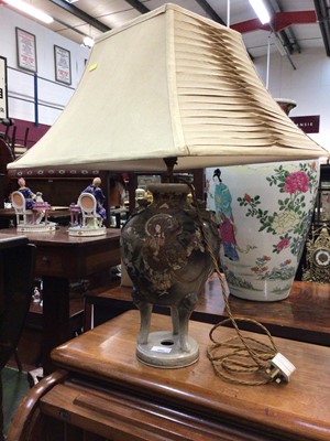 Lot 966 - Japanese Satsuma pottery lamp