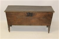 Lot 1149 - 17th century oak six-plank coffer, the hinged...