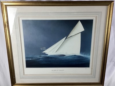 Lot 345 - Tim Thompson lithograph - The Great Yachts series, ‘Reliance’, signed, framed
