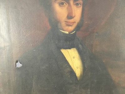 Lot 335 - 19th century oil on canvas, Thomas Williams Esq, Mayor of Brecon, 70cm x 90cm, framed