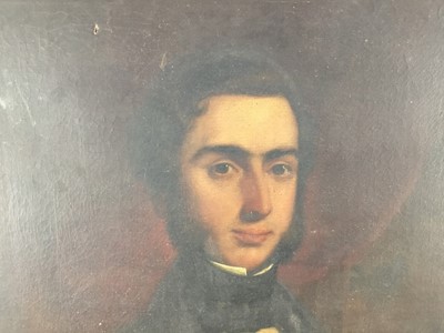 Lot 335 - 19th century oil on canvas, Thomas Williams Esq, Mayor of Brecon, 70cm x 90cm, framed