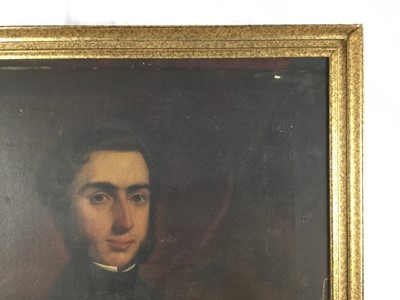 Lot 335 - 19th century oil on canvas, Thomas Williams Esq, Mayor of Brecon, 70cm x 90cm, framed