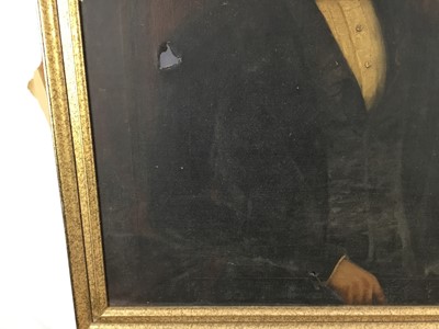 Lot 335 - 19th century oil on canvas, Thomas Williams Esq, Mayor of Brecon, 70cm x 90cm, framed