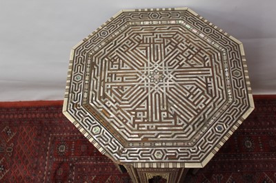 Lot 1454 - 19th century Syrian bone and mother of pearl inlaid table