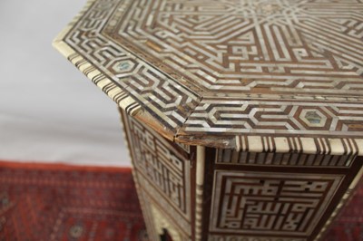 Lot 1454 - 19th century Syrian bone and mother of pearl inlaid table