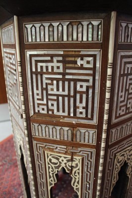 Lot 1454 - 19th century Syrian bone and mother of pearl inlaid table