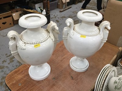 Lot 534 - Pair of white glazed ceramic vases