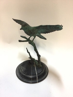 Lot 215 - Bronze of a bird in flight on marble base