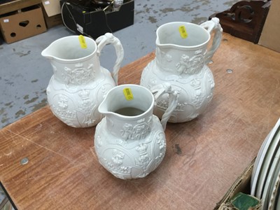 Lot 538 - Three graduated William Brownfield relief jugs (3)