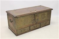 Lot 1157 - 18th / 19th century teak and brass bound...