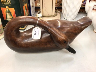 Lot 468 - Carved wood sculpture of a Goose in the style of Guy Taplin, 40cm in overall length.